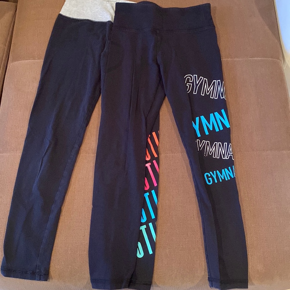 LOT of 2 Justice Girls High Waist Black Leggings Size 8